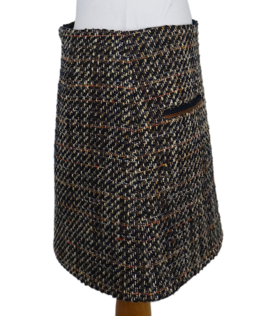 Veronica Beard Navy & Beige Tweed Skirt 1