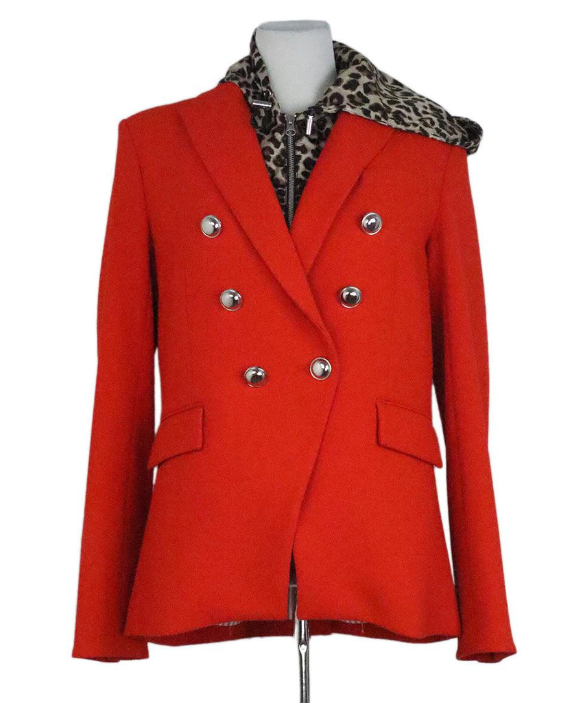 Veronica Beard Orange & Cheetah Print Jacket 