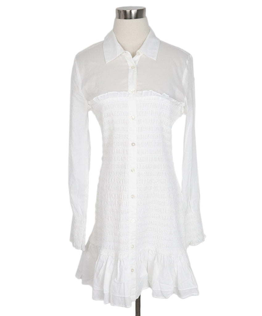 Veronica Beard White Cotton Longsleeve Dress 
