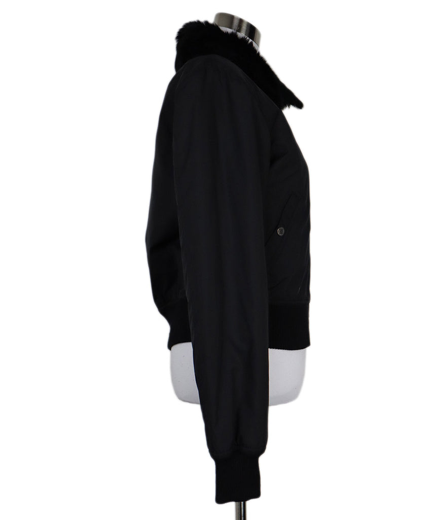 Vince Black Nylon & Fur Collar Jacket 1