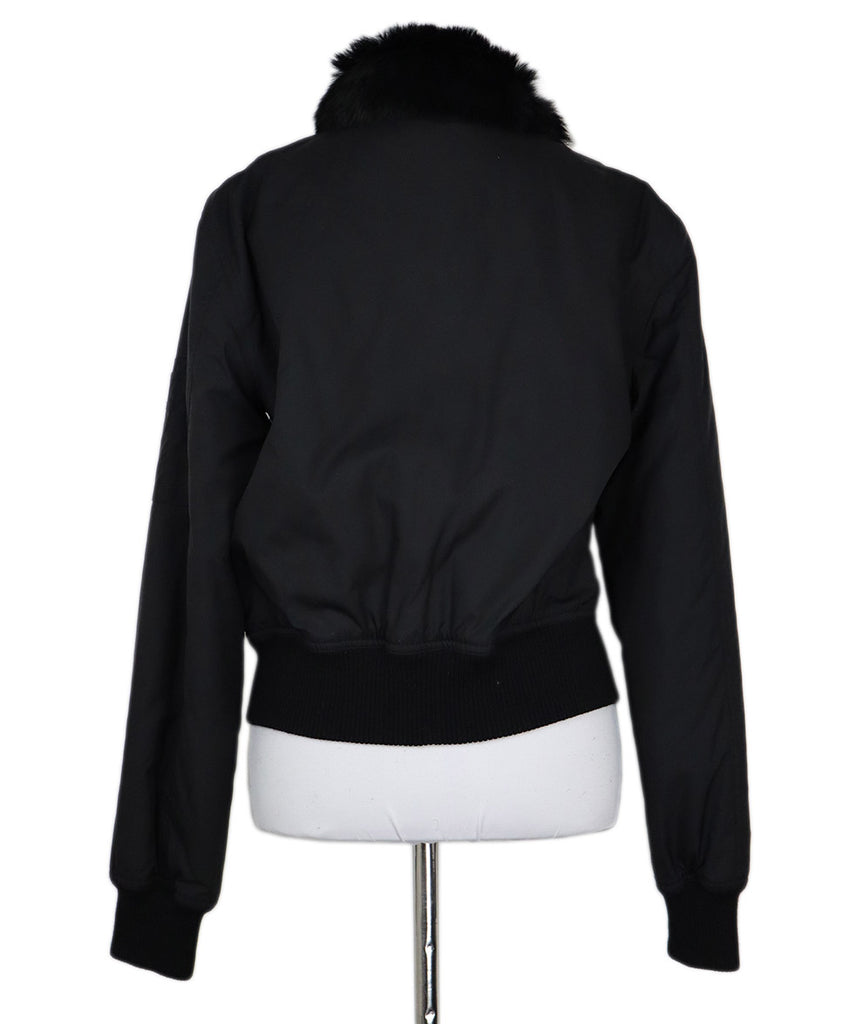 Vince Black Nylon & Fur Collar Jacket 2