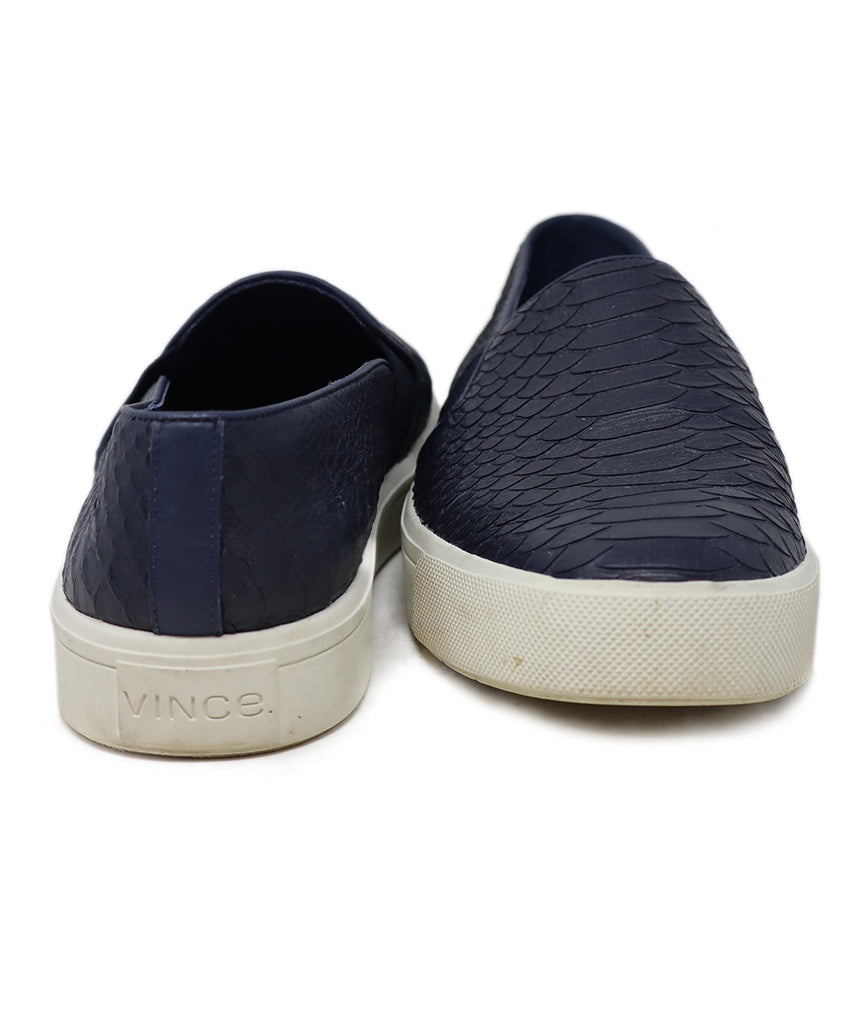 Vince Navy Pressed Leather Sneakers 2
