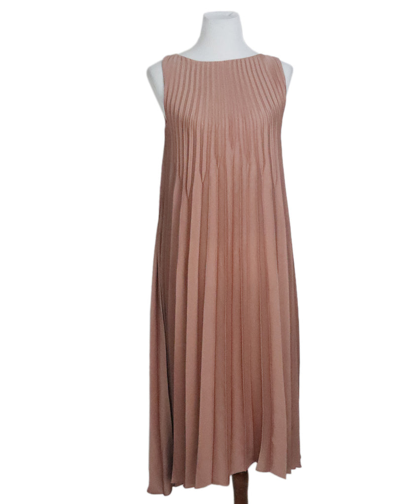 Vince Nude Pleated Polyester Dress 