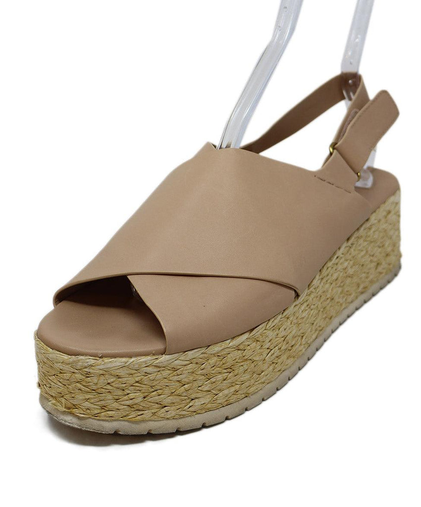 Vince Beige Leather Platform Espadrilles 