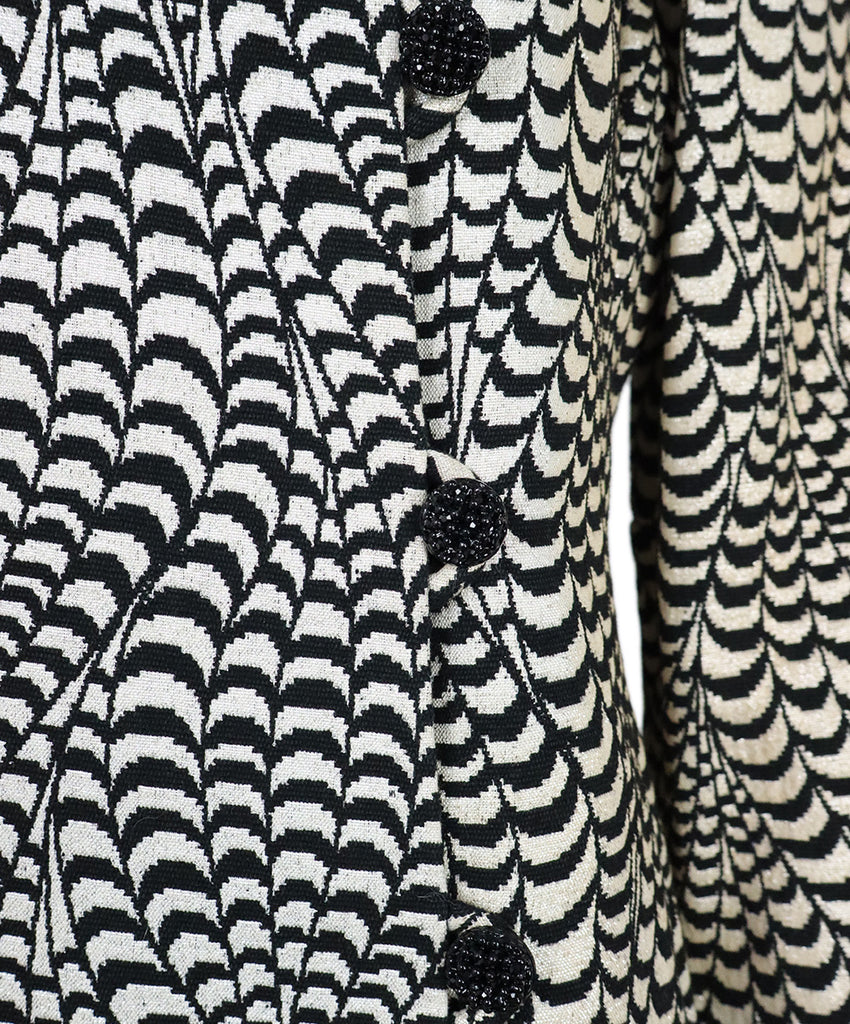 Vintage Metallic B&W Print Wool Coat 4