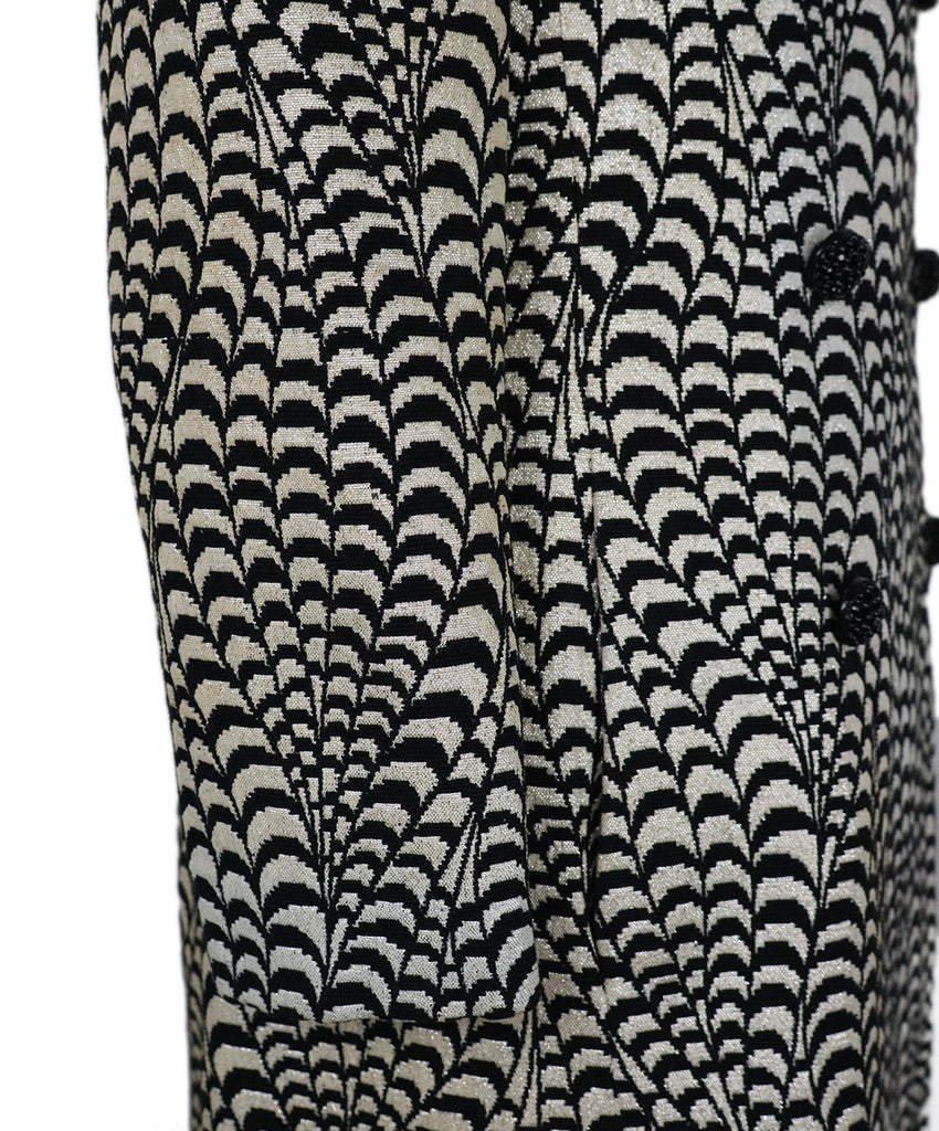 Vintage Metallic B&W Print Wool Coat 5
