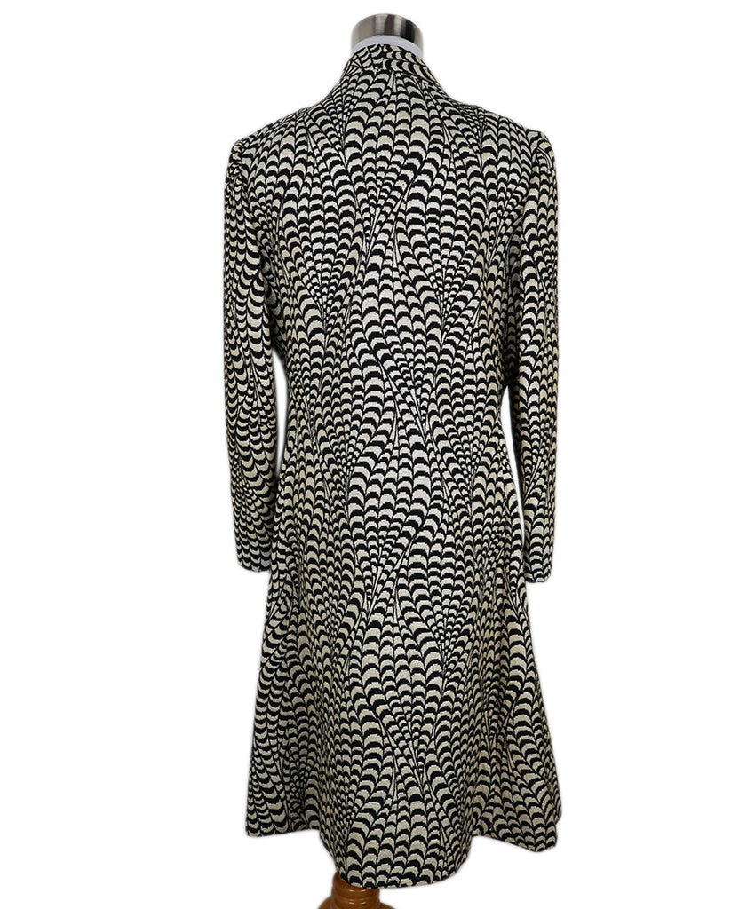 Vintage Metallic B&W Print Wool Coat 2