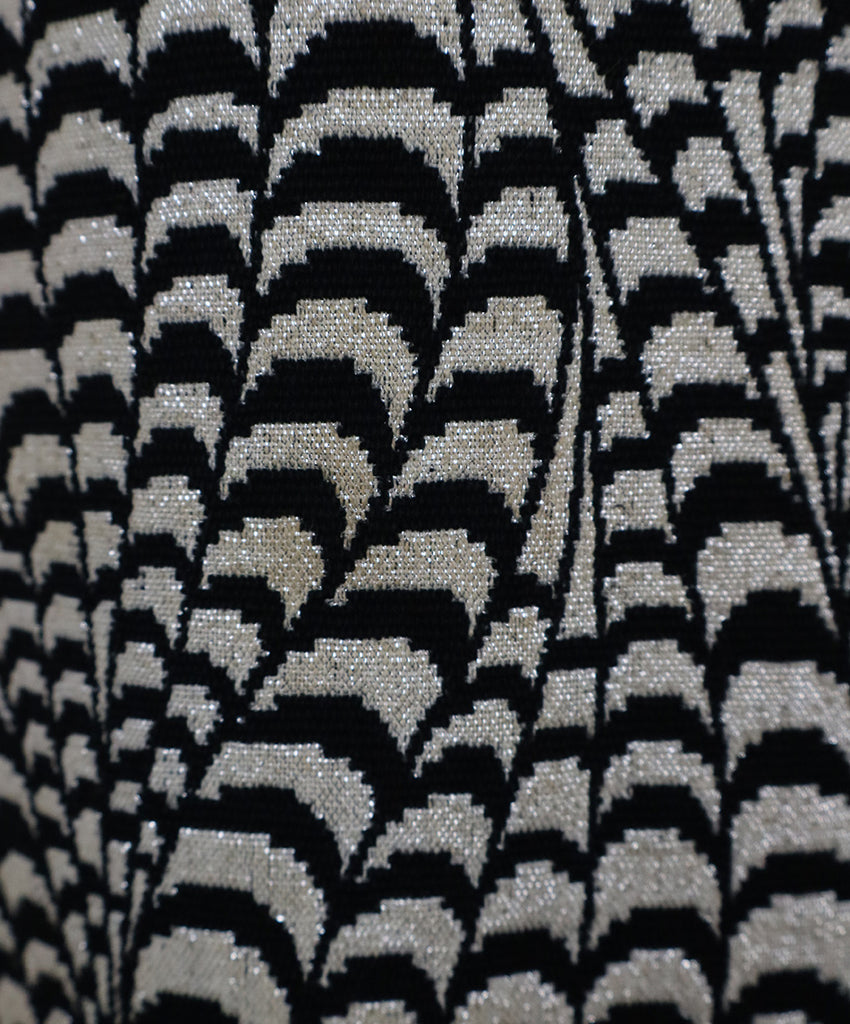 Vintage Metallic B&W Print Wool Coat 6
