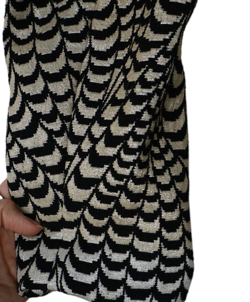 Vintage Metallic B&W Print Wool Coat 7
