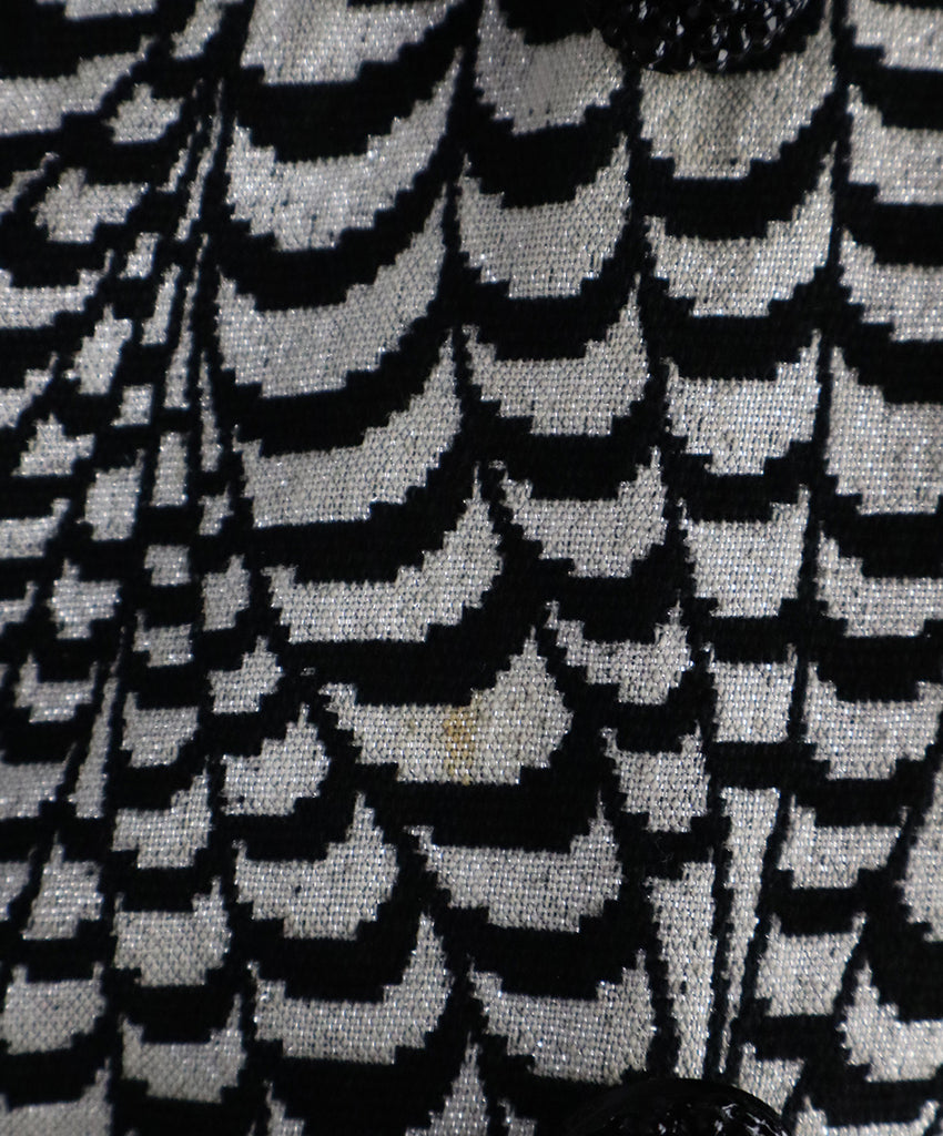 Vintage Metallic B&W Print Wool Coat 8