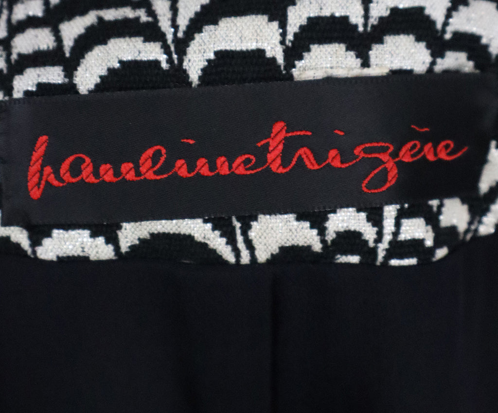 Vintage Metallic B&W Print Wool Coat 3