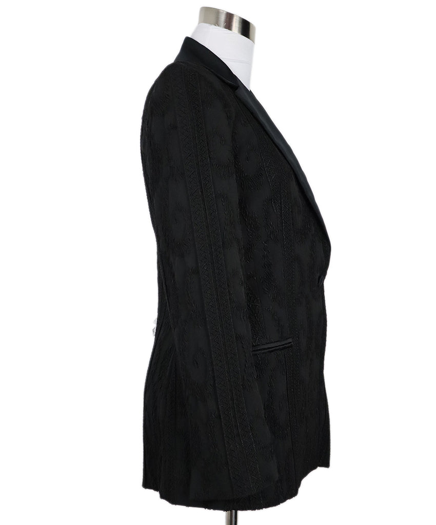 Vintage Black Embroidered Wool & Satin Blazer 1