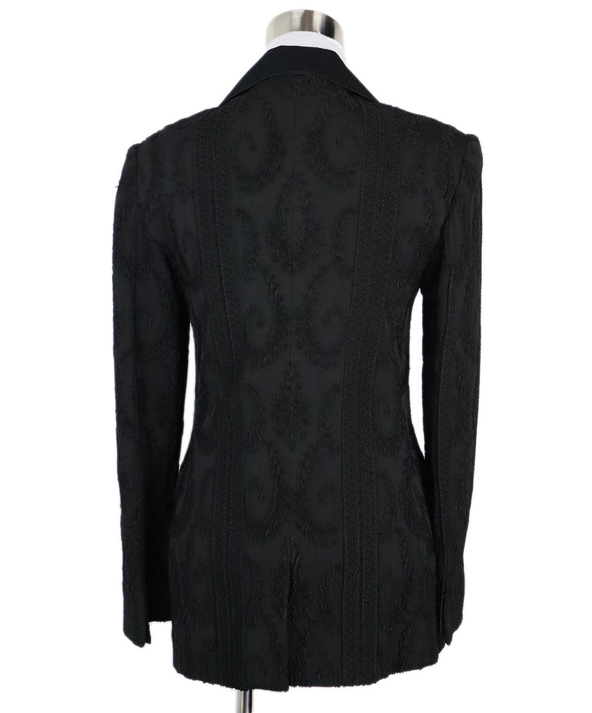 Vintage Black Embroidered Wool & Satin Blazer 2