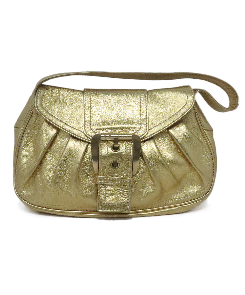 Vintage Celine Gold Leather Shoulder Bag 