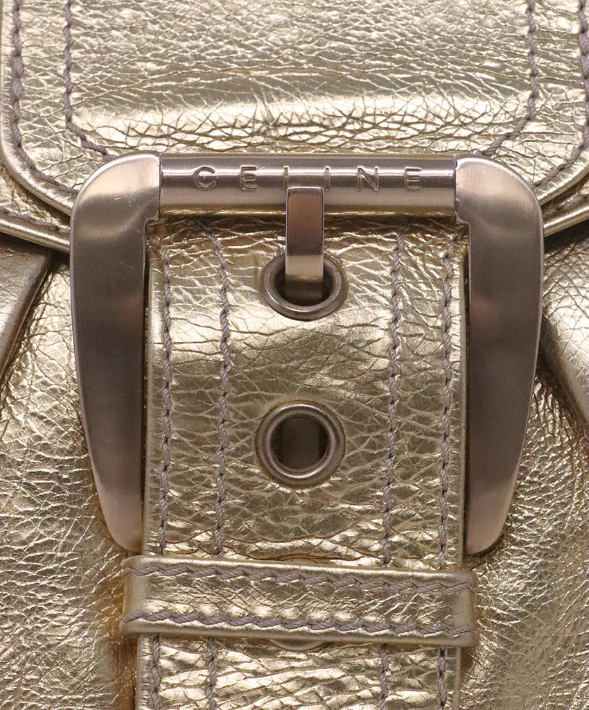 Vintage Celine Gold Leather Shoulder Bag 7