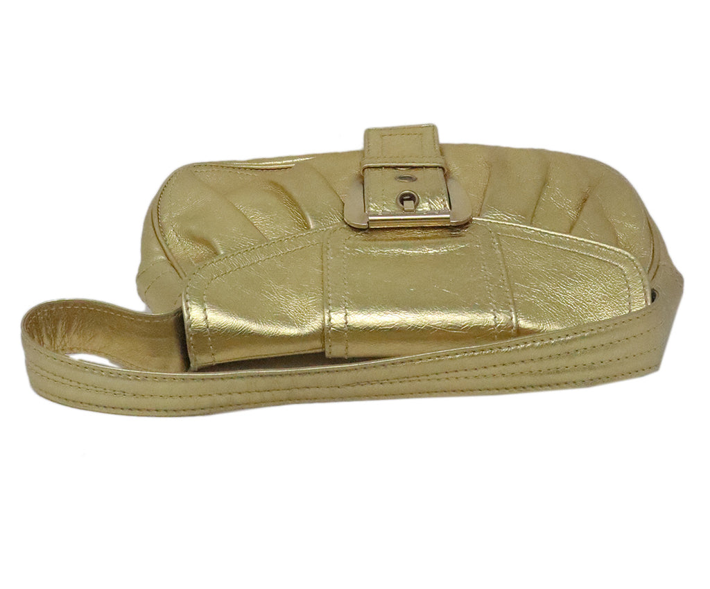 Vintage Celine Gold Leather Shoulder Bag 4