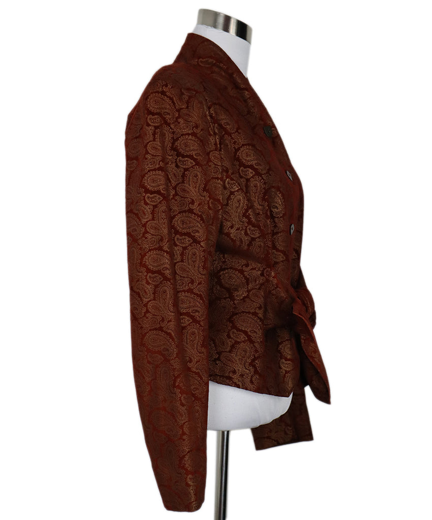 Vintage Red & Gold Paisley Print Suede Jacket 1