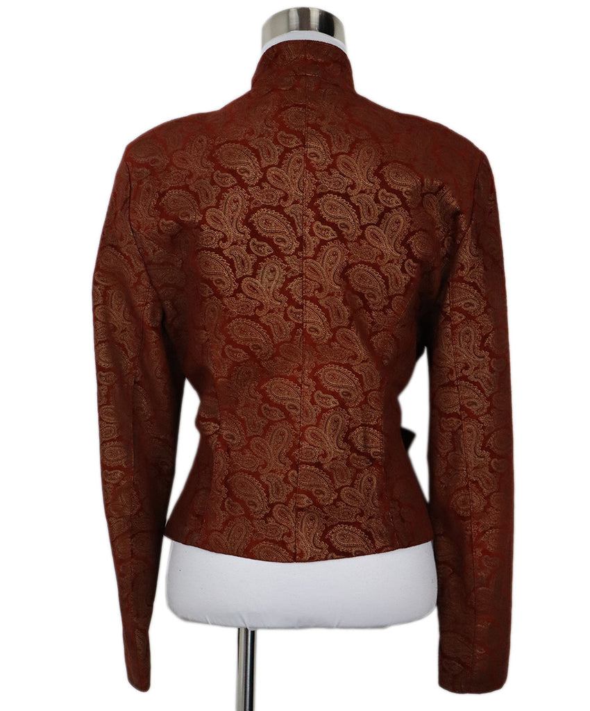 Vintage Red & Gold Paisley Print Suede Jacket 2