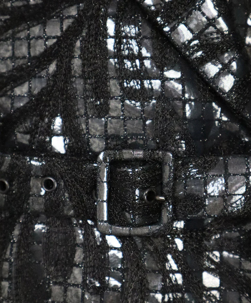 Vivienne Tam Black & Silver Silk Trenchcoat sz 2 - Michael's Consignment NYC