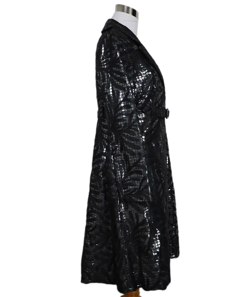 Vivienne Tam Black & Silver Silk Trenchcoat sz 2 - Michael's Consignment NYC