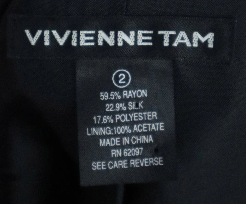 Vivienne Tam Black & Silver Silk Trenchcoat sz 2 - Michael's Consignment NYC