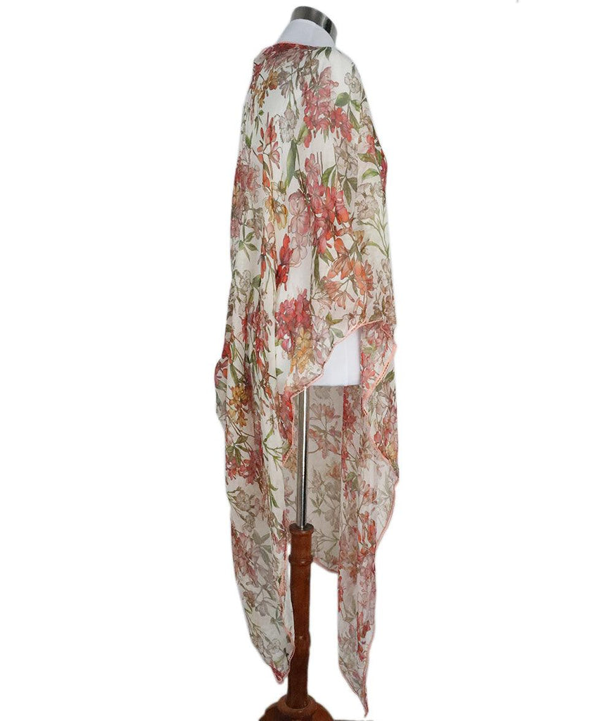 White & Pink Floral Print Poncho - Michael's Consignment NYC