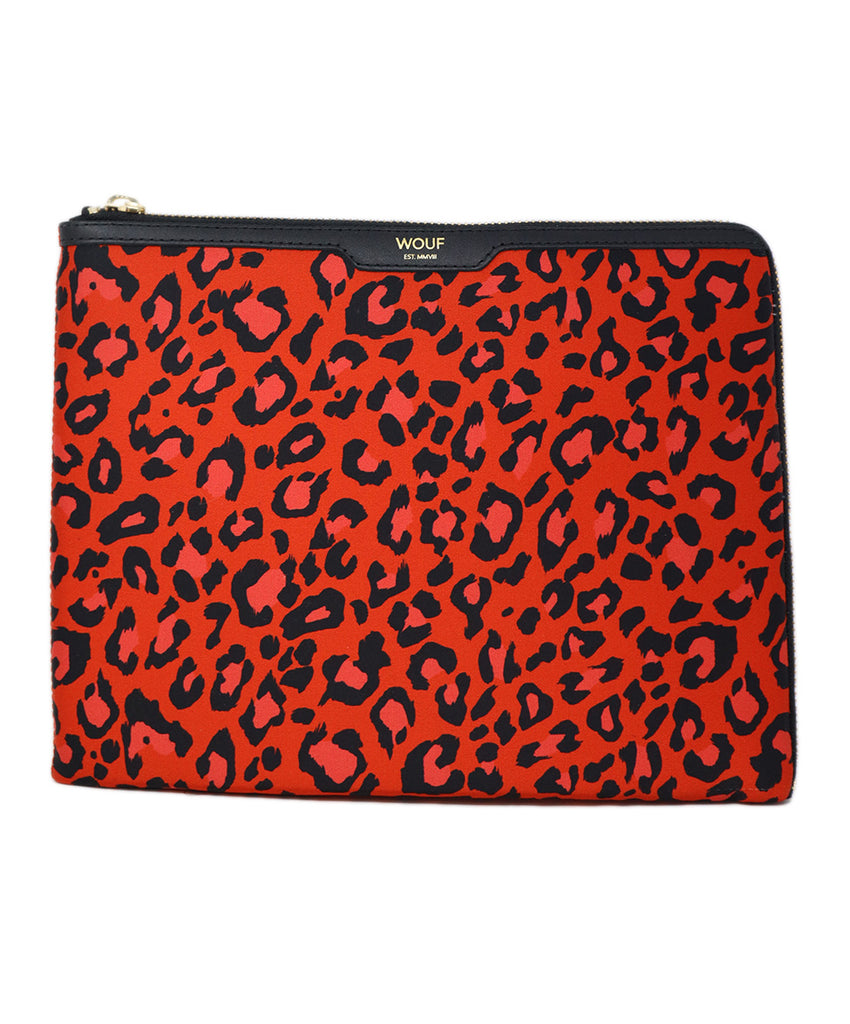 Wouf Red & Black Cheetah Print Clutch 
