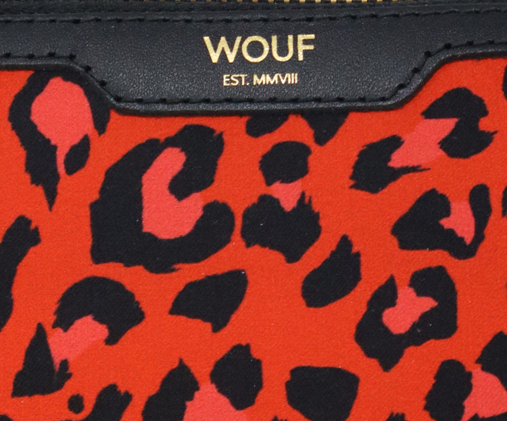 Wouf Red & Black Cheetah Print Clutch 6