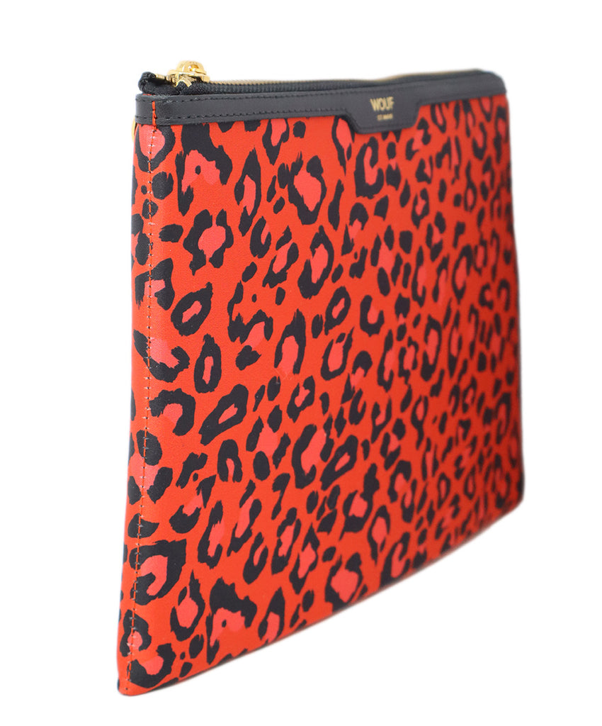 Wouf Red & Black Cheetah Print Clutch 1