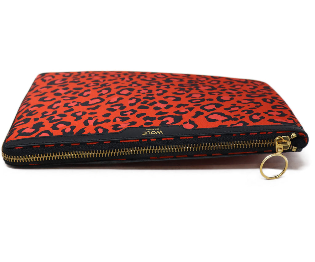 Wouf Red & Black Cheetah Print Clutch 4