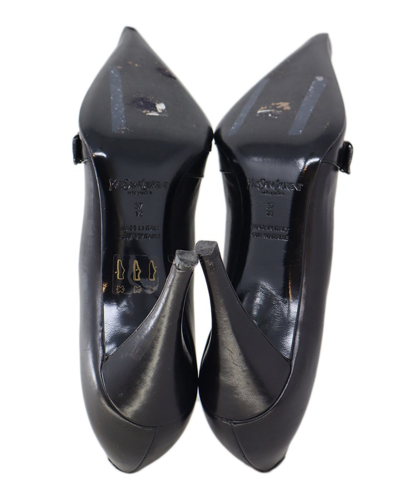 YSL Vintage Black Leather Buckle Heels 4