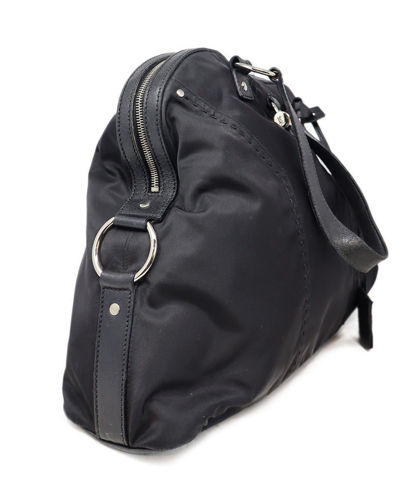 YSL Black Nylon Leather Trim Satchel Handbag 1