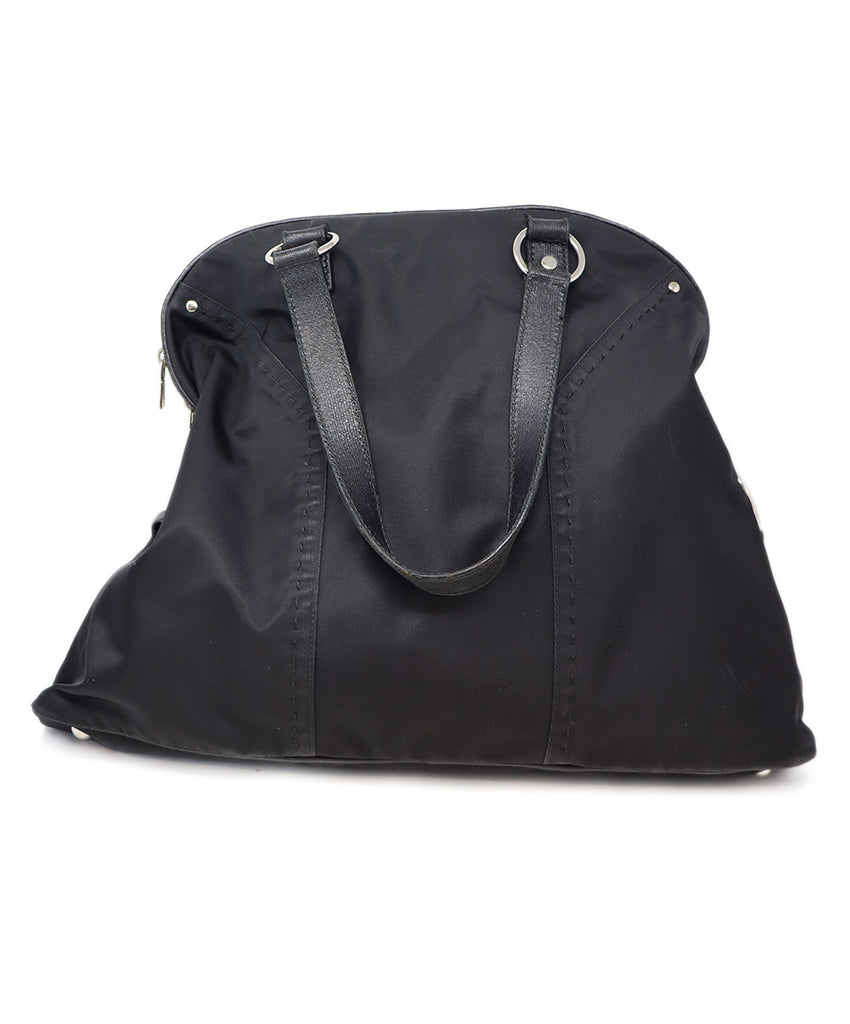 YSL Black Nylon Leather Trim Satchel Handbag 2