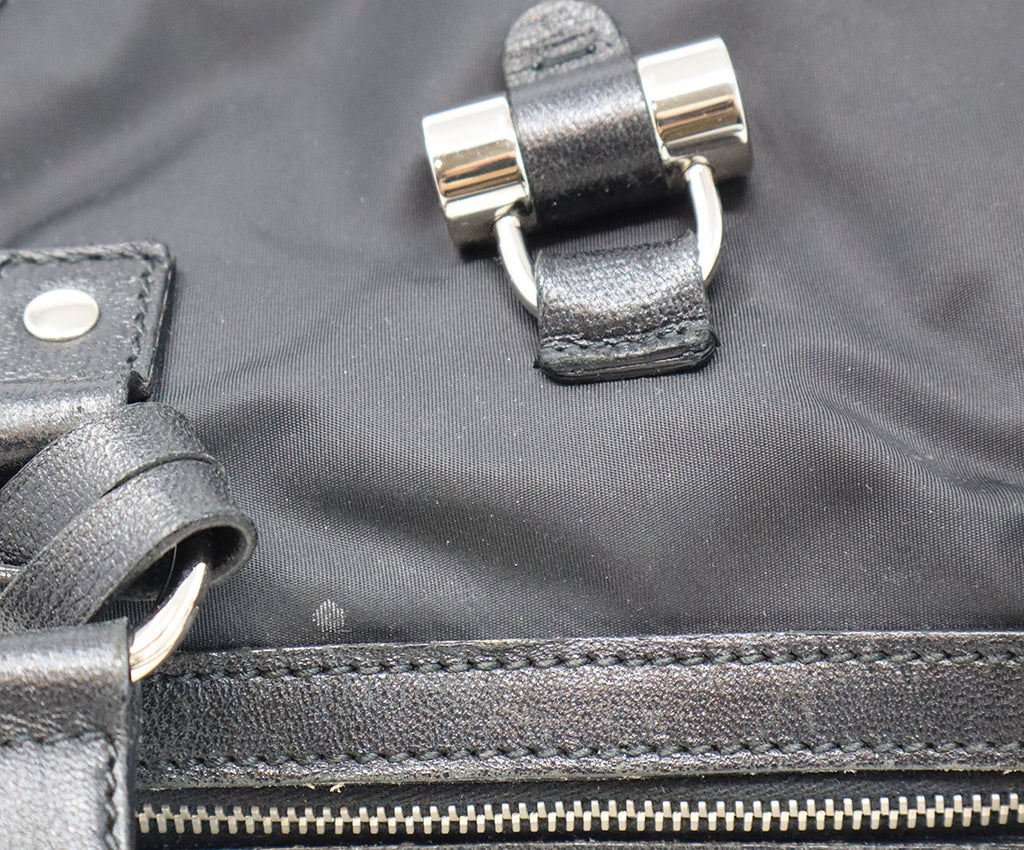 YSL Black Nylon Leather Trim Satchel Handbag 8