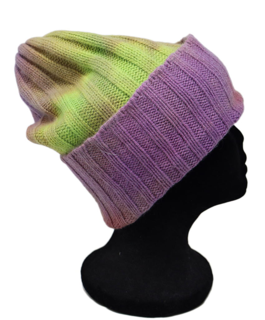 The Elder Statesman Yellow & Lavender Cashmere Hat 1
