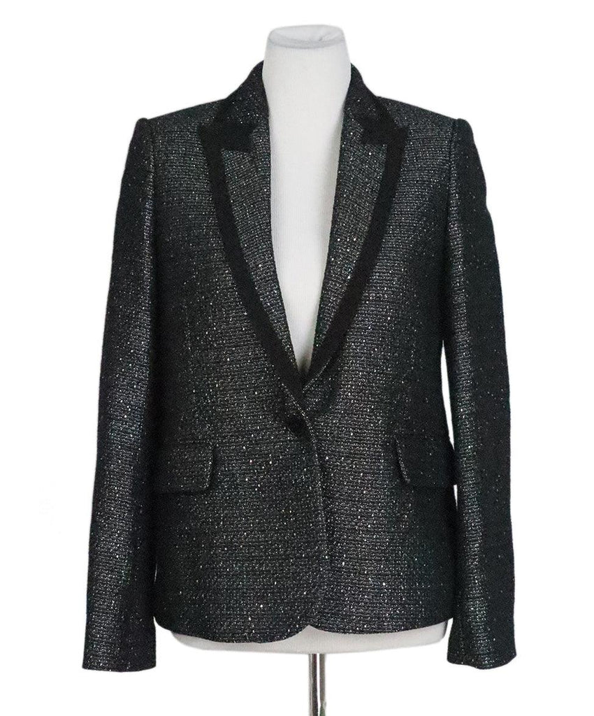 Zadig & Voltaire Black & Silver Sequin Jacket sz 2 - Michael's Consignment NYC