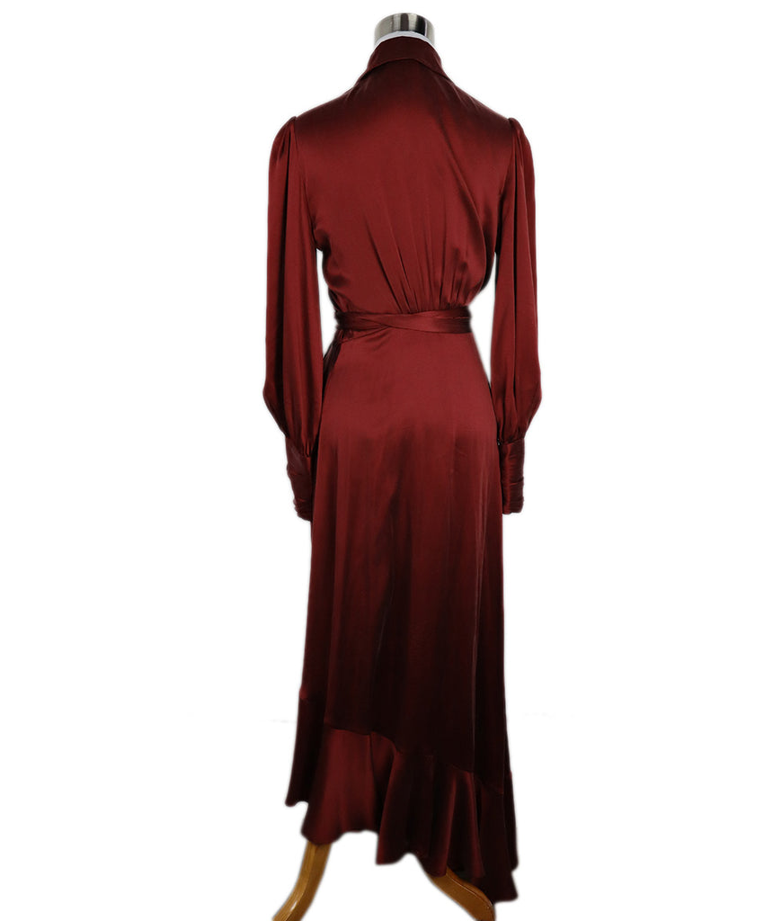 Zimmerman Burgundy Silk Longsleeve Wrap Dress 2