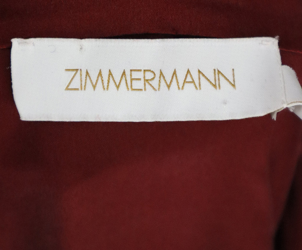 Zimmerman Burgundy Silk Longsleeve Wrap Dress 3