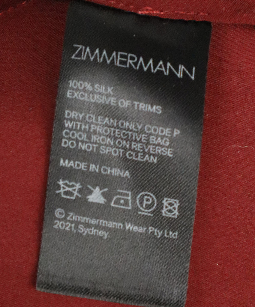 Zimmerman Burgundy Silk Longsleeve Wrap Dress 4