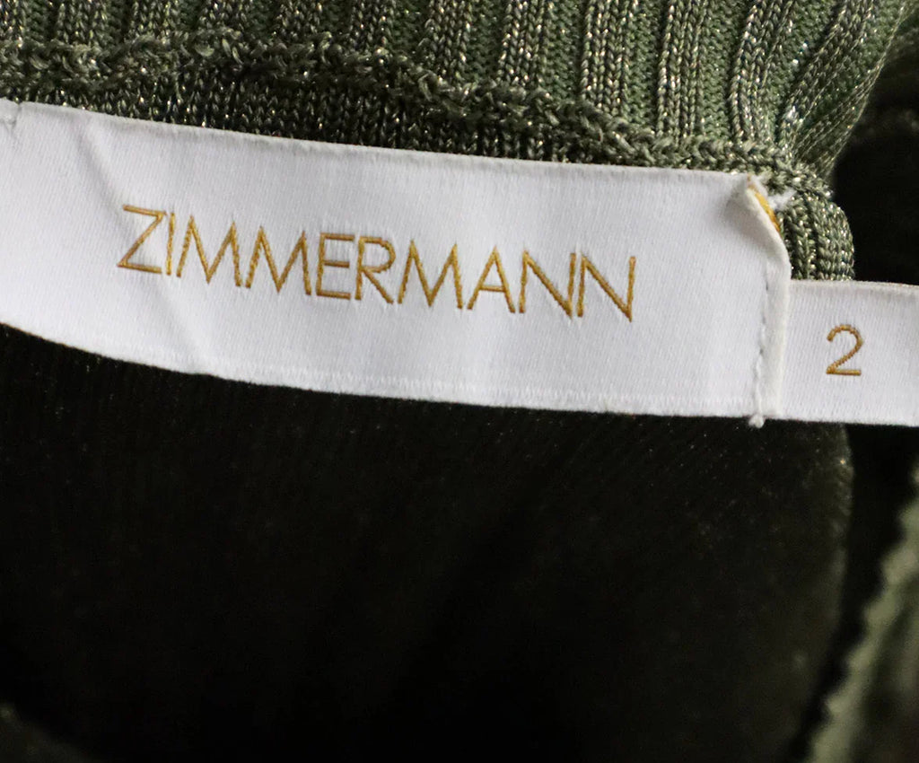 Zimmerman Metallic Green Ribbed Dress sz 2 - Michael's Consignment NYC