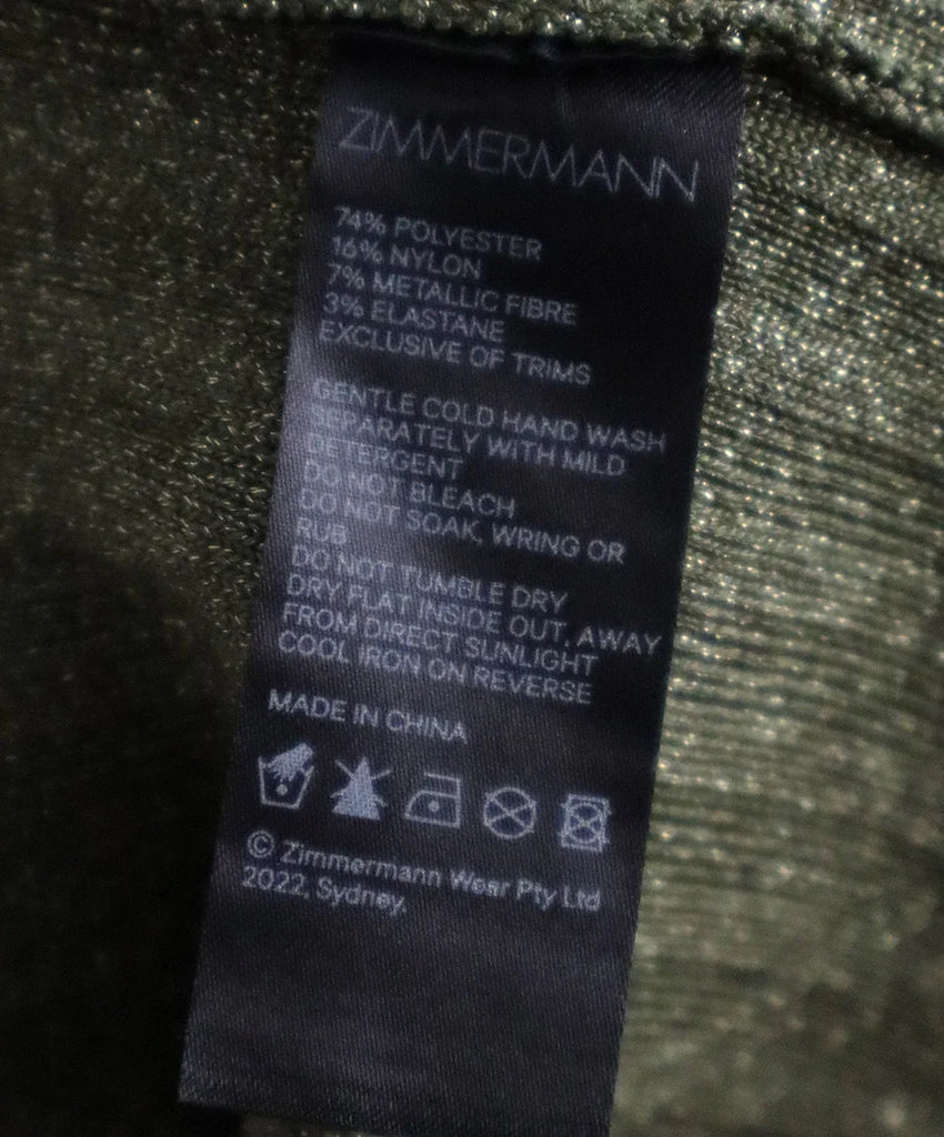 Zimmerman Metallic Green Ribbed Dress sz 2 - Michael's Consignment NYC