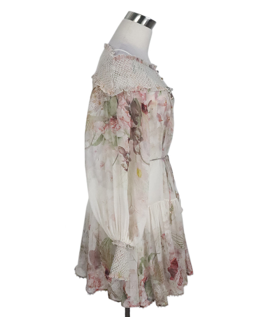 Zimmerman Ivory Multicolored Floral Silk Chiffon Dress 1