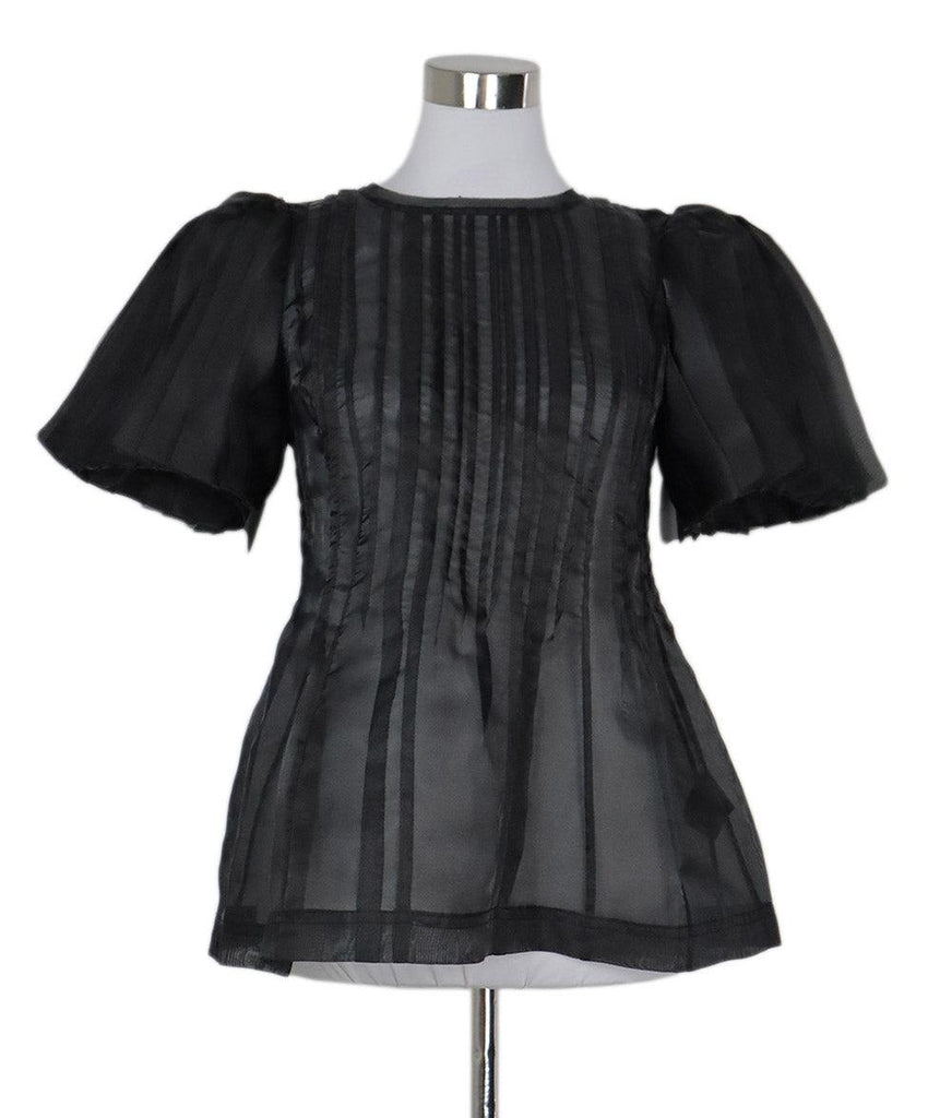 Aje Black Pleated Sheer Top sz 6 - Michael's Consignment NYC