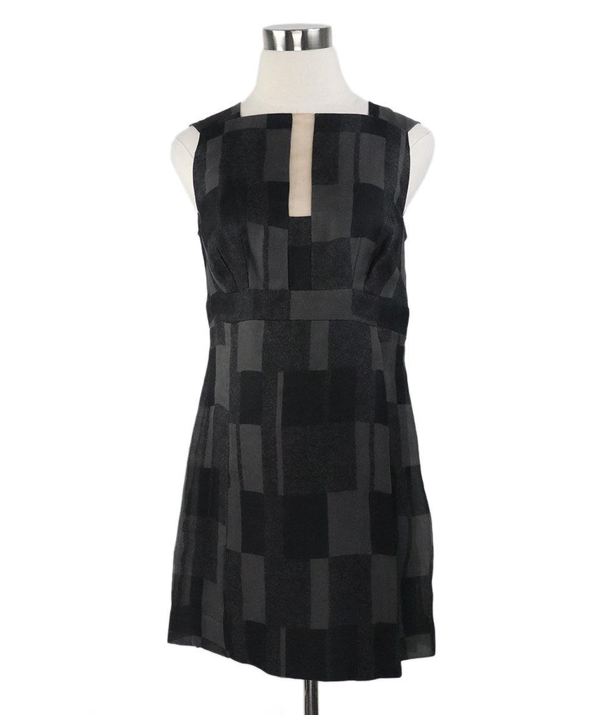 Akris Black & Grey Print Silk Dress Sz 8 - Michael's Consignment NYC