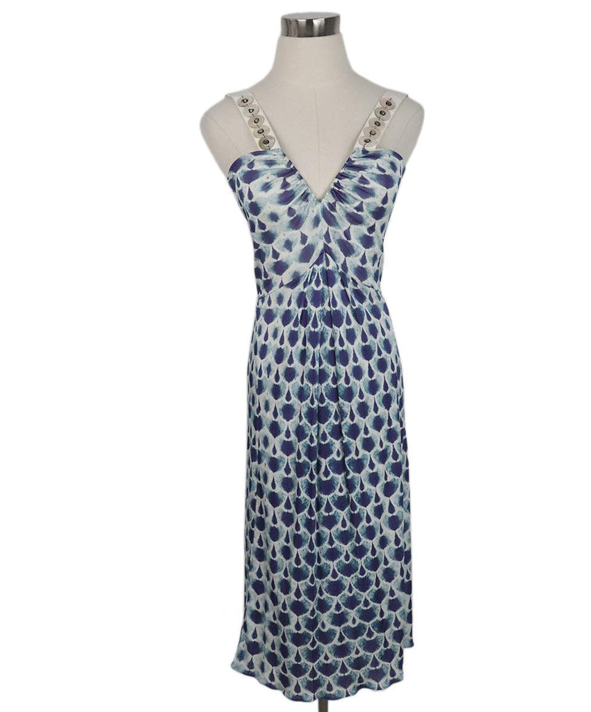 Alberta Ferretti Blue & White Print Dress sz 2 - Michael's Consignment NYC