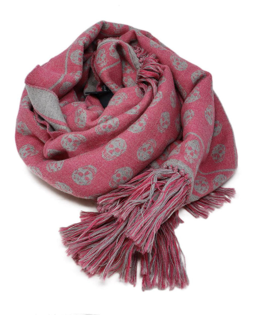 Alexander McQueen Pink & Grey Print Wool Shawl - Michael's Consignment NYC