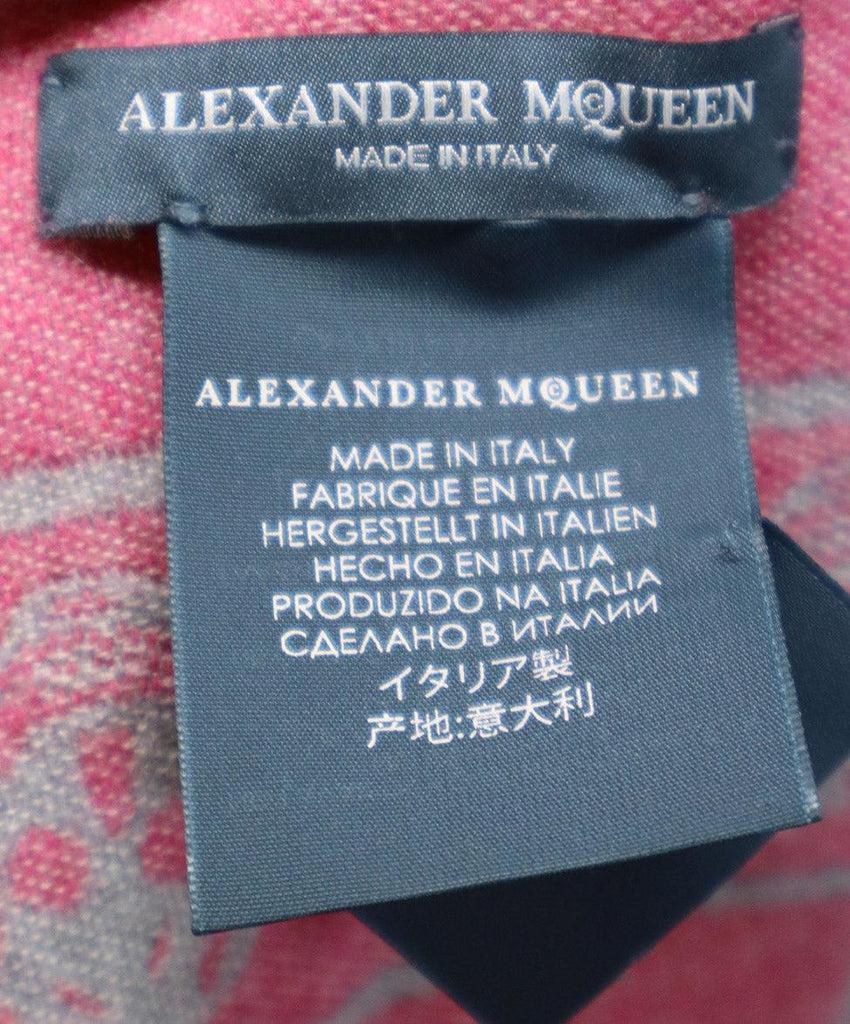 Alexander McQueen Pink & Grey Print Wool Shawl - Michael's Consignment NYC