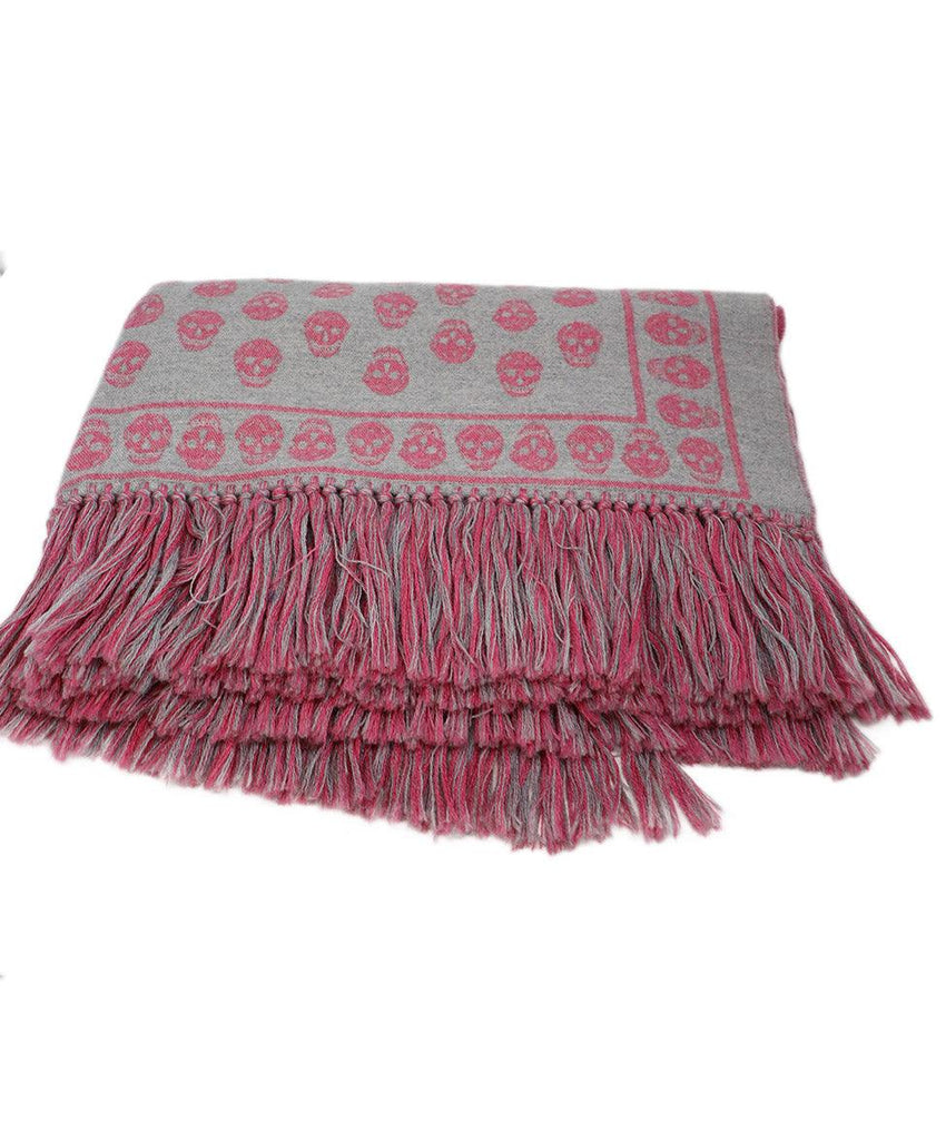 Alexander McQueen Pink & Grey Print Wool Shawl - Michael's Consignment NYC