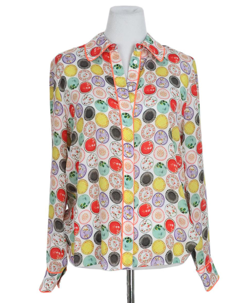 Alice + Olivia Multicolor Print Silk Top sz 8 - Michael's Consignment NYC
