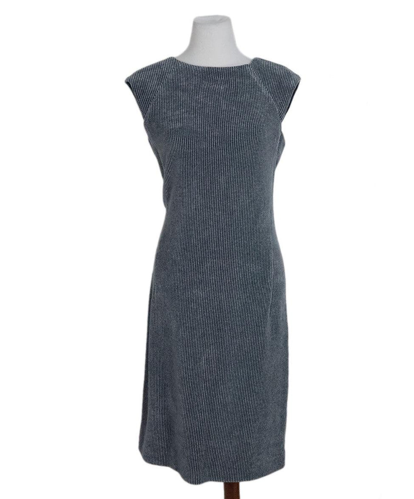 Amina Rubinacci Grey & Navy Wool Dress sz 6 - Michael's Consignment NYC
